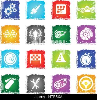 Racing simply symbols in grunge style for user interface design Stock Vector