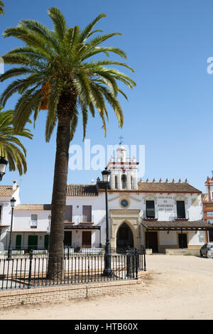 Sand streets and brotherhood dwellings, El Rocio, Huelva Province, Andalucia, Spain, Europe Stock Photo