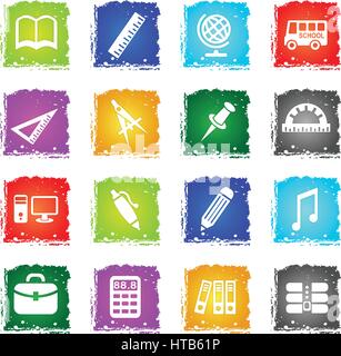 school web icons in grunge style for user interface design Stock Vector