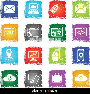 seo and development web icons in grunge style for user interface design Stock Vector