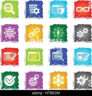 seo and development web icons in grunge style for user interface design Stock Vector