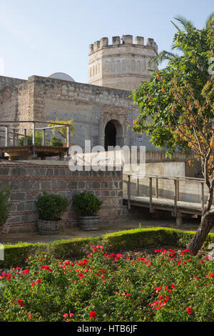 Walls and tower of the Alcazar of Jerez, Jerez de la Frontera, Cadiz province, Andalucia, Spain, Europe Stock Photo