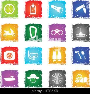 active recreation web icons in grunge style for user interface design Stock Vector