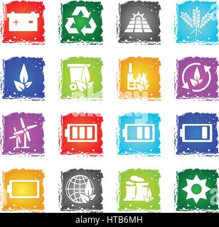 alternative energy web icons in grunge style for user interface design Stock Vector