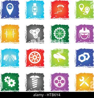 bicycle web icons in grunge style for user interface design Stock Vector