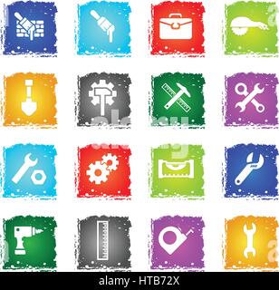 work tools web icons in grunge style for your design Stock Vector