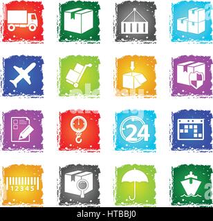 delivery vector web icons in grunge style for user interface design Stock Vector