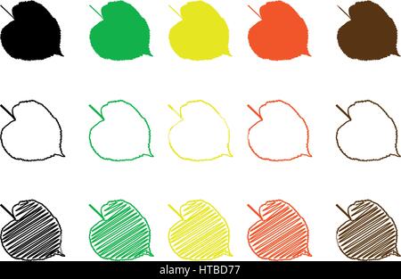 linden leaf - color set, linden leaf, Stock Vector