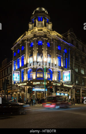 London's West End at night with The Curious Incident of the Dog in the Night-Time at the Gielgud Theatre in Shaftesbury Avenue. Stock Photo