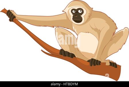 Cartoon smiling Gibbon Stock Vector