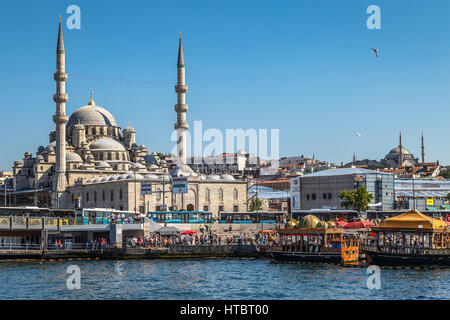 historical centre istanbul seashore with boats and tower turkey Stock Photo