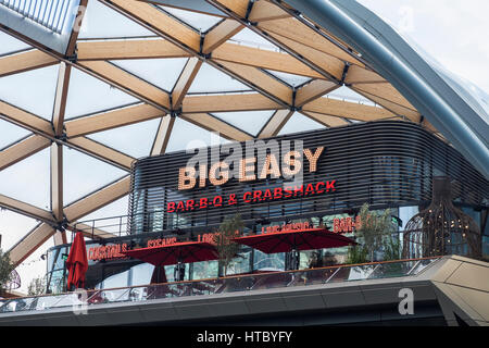 Big Easy Bar BQ & Crabshack restaurant, Canary Wharf, Docklands, London, England, U.K. Stock Photo