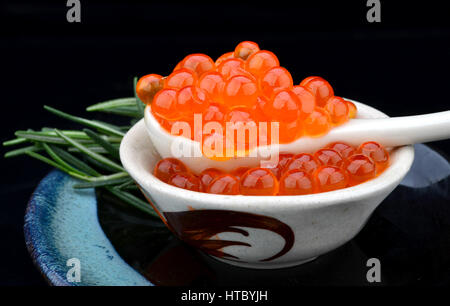 Japanese style raw salmon eggs so beautiful orange color Stock Photo