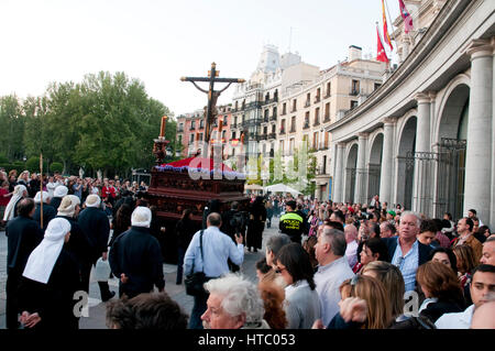 Holy Week procession, Plaza de Oriente. Madrid, Spain. Stock Photo
