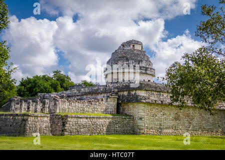 Mayan observatory ruins at Chichen Itza - Yucatan, Mexico Stock Photo