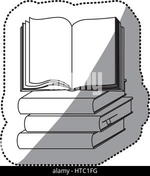 sticker silhouette set stack school books with open book Stock Vector