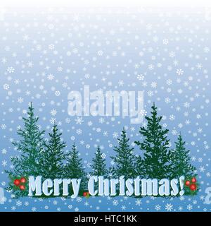 Christmas greeting card. Happy Winter Holiday Snowfall background. Stock Vector