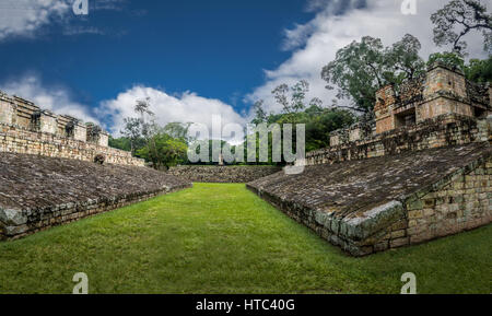 Ball Court of Mayan Ruins - Copan Archaeological Site, Honduras Stock Photo