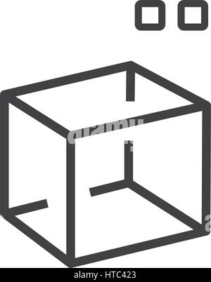 square Line Style 3D print icon Stock Vector