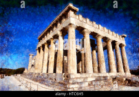 Temple of Aphaia Athena in Aegina island in Greece Stock Photo