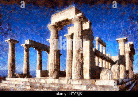 Temple of Aphaia Athena in Aegina island in Greece Stock Photo