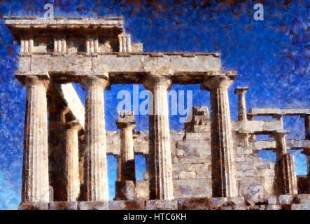 Temple of Aphaia Athena in Aegina island in Greece Stock Photo