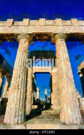 Temple of Aphaia Athena in Aegina island in Greece Stock Photo