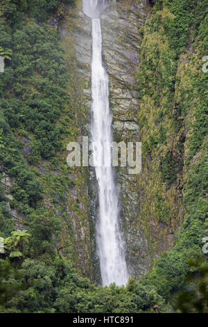 Hollyford Valley, Fiordland National Park, Southland, New Zealand. Humboldt Falls swollen by heavy rainfall. Stock Photo