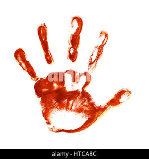 Spooky hand print isolated on white Stock Photo