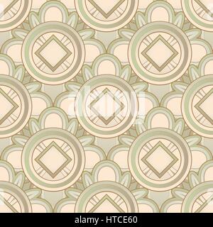 Sepia seamless medieval pattern with ethnicity motif. Vector illustration. Stock Vector