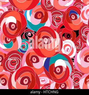 Bright beautiful seamless pattern of red roses Stock Vector