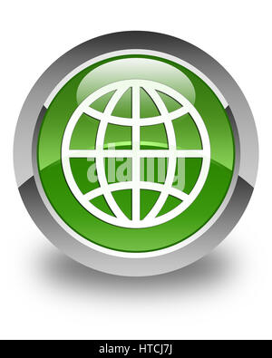 World icon isolated on glossy soft green round button abstract illustration Stock Photo