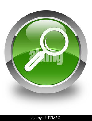 Magnifying glass icon isolated on glossy soft green round button abstract illustration Stock Photo