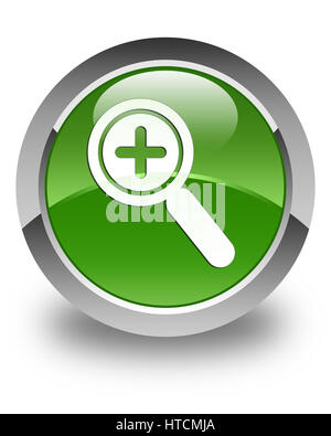 Zoom in icon isolated on glossy soft green round button abstract illustration Stock Photo