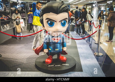 Superman Statue in Hong Kong for Batman v Superman: Dawn of Justice promotion 2016 Stock Photo