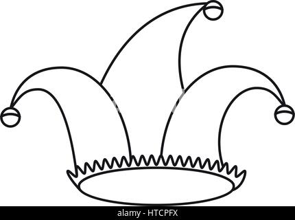 jester hat celebration ornament thin line Stock Vector