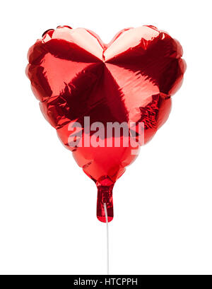 Red Heart Valentines Balloon Isolated on White Background. Stock Photo
