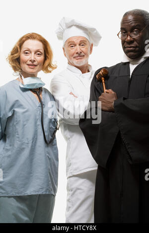Portrait of a surgeon a chef and a judge Stock Photo