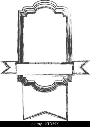 monochrome sketch of rectangular frame with wide ribbon Stock Vector ...