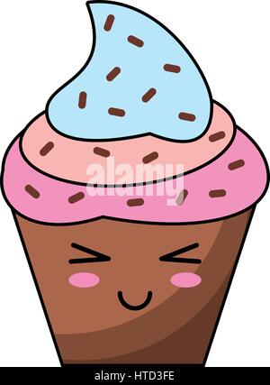 kawaii cupcake sweet dessert Stock Vector