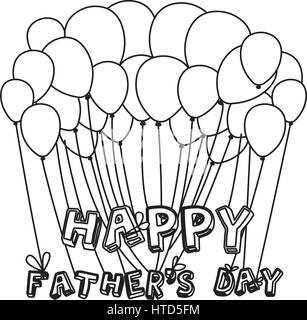 monochrome contour of father's day celebration balloons Stock Vector