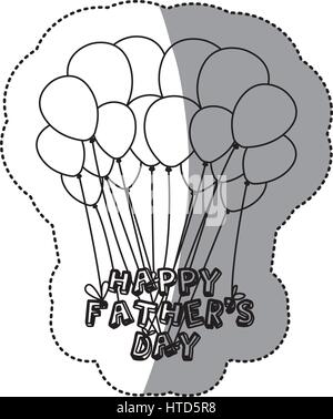 monochrome contour sticker of father's day celebration balloons Stock Vector