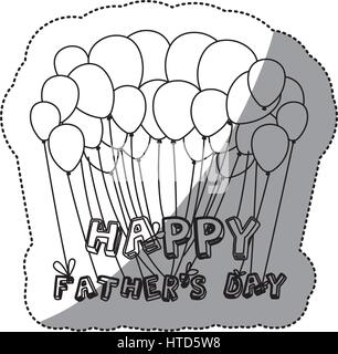 monochrome contour sticker of father's day celebration balloons of close up Stock Vector