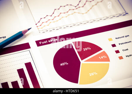 Charts and graphs of sales as symbol of successful corporate business Stock Photo