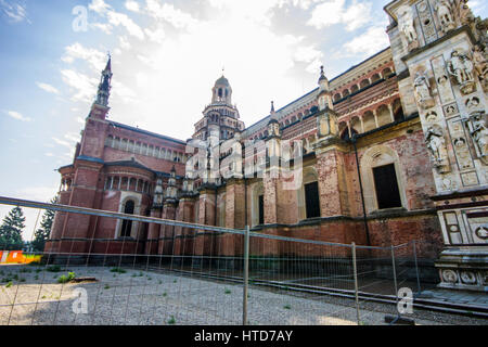 The Certosa di Pavia, a monastery and complex in Lombardy, northern Italy, situated 8 km north of Pavia. Built in 1396-1495, it is one of the largest Stock Photo