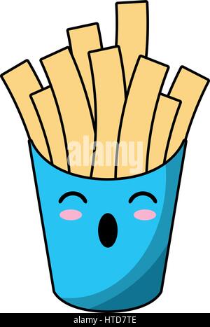 kawaii french fries fast food Stock Vector