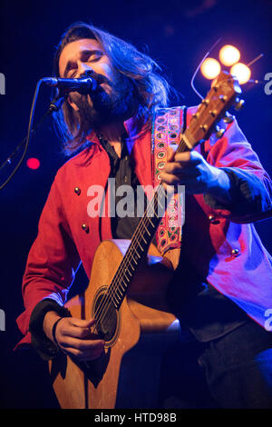 Trezzo sull'Adda Milan, Italy. 09th Mar, 2017. The Italian singer-songwriter ANDREA BIAGIONI semifinalist of X Factor Italia 2016 perform live on stage at LiveClub opening the show of Afterhours Credit: Rodolfo Sassano/Alamy Live News Stock Photo