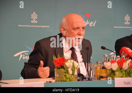 Berlin, Germany. 9th Mar, 2017. Nabi Avci, Minister of Culture and Tourism of Turkey, attends a press conference at the ITB international travel trade show in Berlin, Germany. Credit: Markku Rainer Peltonen/Alamy Live News Stock Photo