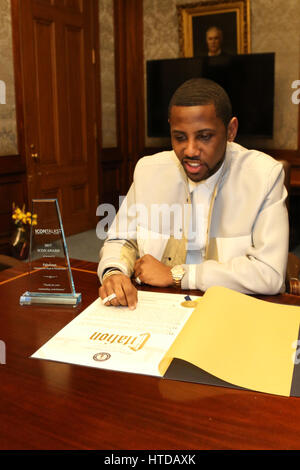 New York, USA. 9th March, 2017. Fabolous attends his honoring at Borough Hall, March 9, 2017 in Brooklyn, New York. Photo Credit: Walik Goshorn/Mediapunch Credit: MediaPunch Inc/Alamy Live News Stock Photo