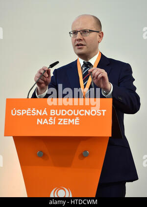 Brno, Czech Republic. 10th Mar, 2017. Czech Prime Minister Bohuslav Sobotka was re-elected chairman of the Social Democratic Party (CSSD) at the party's congress winning about 67 percent of the vote today in Brno, Czech Republic, March 10, 2017. Credit: Vaclav Salek/CTK Photo/Alamy Live News Stock Photo